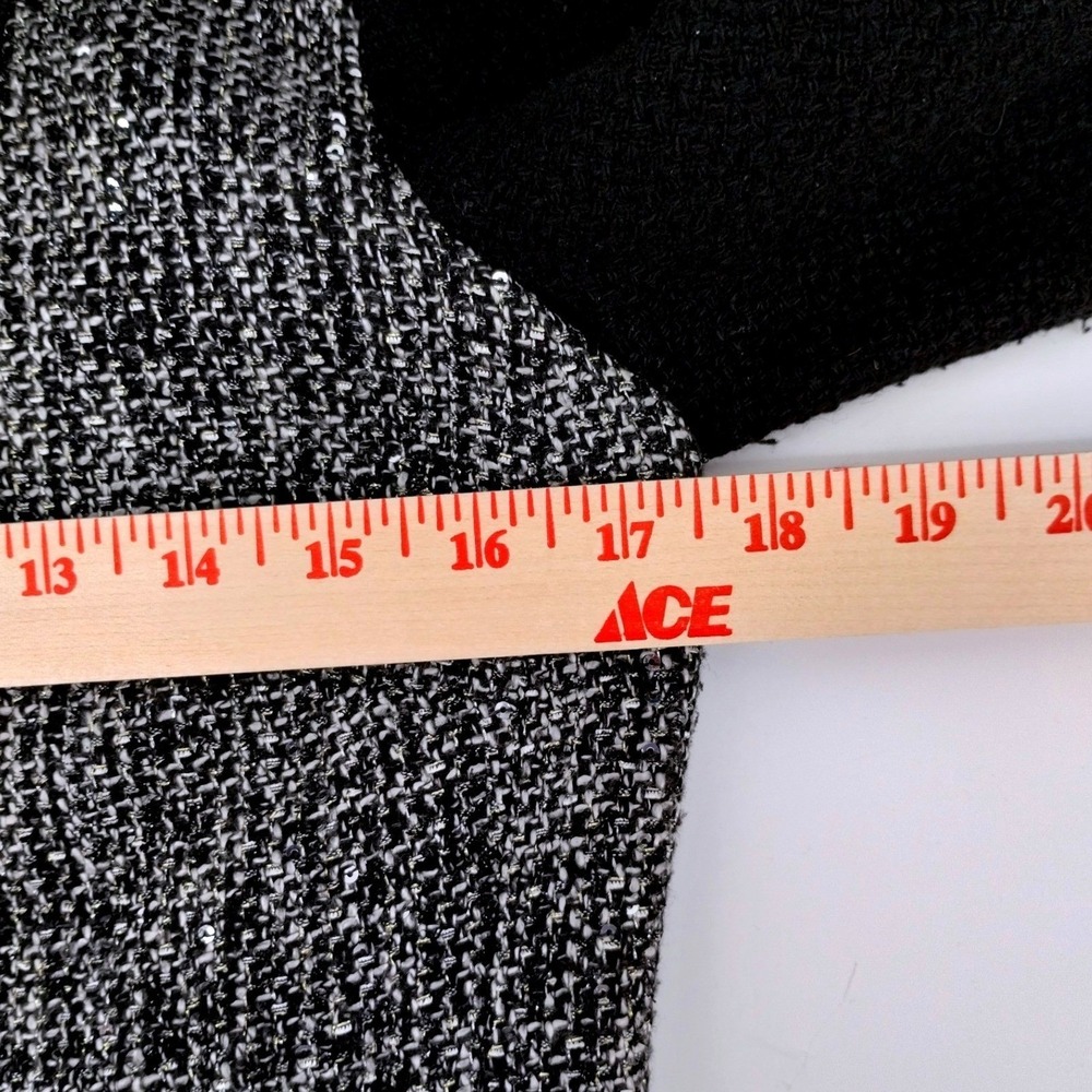Banana Republic Tweed Moto‎ Jacket Blazer Black Faux Leather Trim Size 4 - Picture 12 of 15